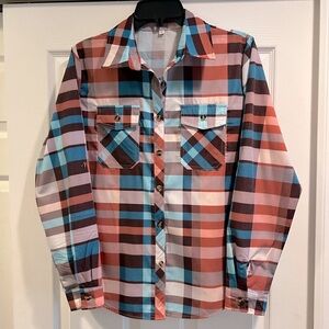 Plaid Long sleeved Blouse